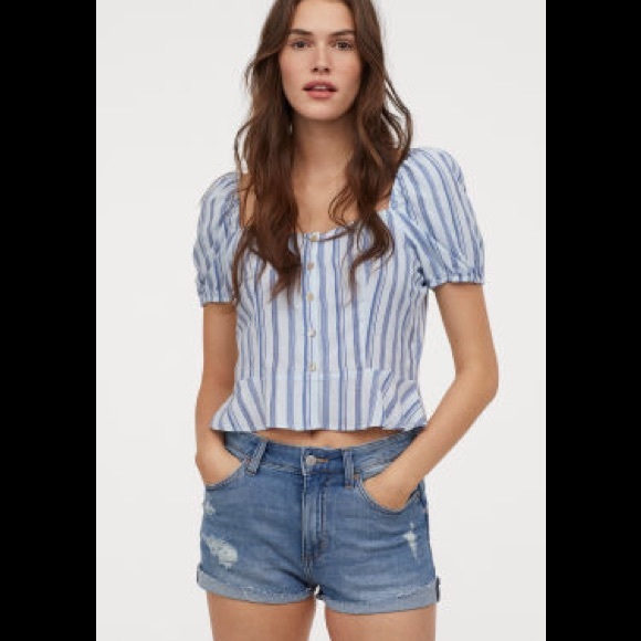 H&M Denim - H&M regular waist ripped denim shorts